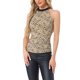 thumbnail image 2 of INSPIRE CHIC Top sin mangas con cuello halter, ajuste ceñido, casual, para fiesta, con cintura fruncida, estampado, para mujer, talla M, Beige-Leopardo, 2 of 5