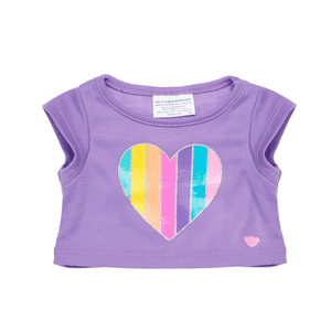 Build A Bear - Polera Morada Con Corazones Arcoiris Build-A-Bear