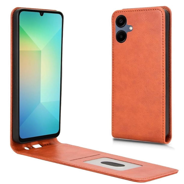 Funda tipo folio para Samsung Galaxy A06 con soporte magnético y protección para la cámara Marrón