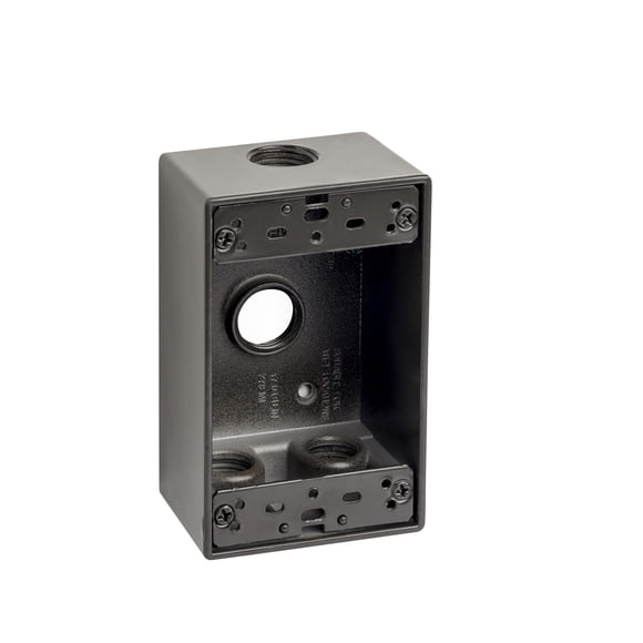 Caja para tomacorriente Sealproof de 1 módulo, 4 orificios, bronce