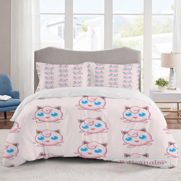 Poke mon Bedding Sets Cartoon Duvet Cover Lightweight 3 Piece Bet Sets for Kids Boys Girls