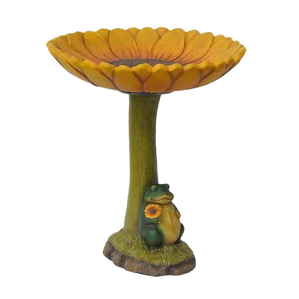Comedero de resina, estatuilla de estatua de resina, figura de jardín, estación de alimentación de cuenco de baño para pájaros de jardín para balcón, Rana 165x165x20cm