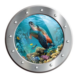 Magideal - Pegatina De Inodoro De Impresión De Tortuga Marina De Natación Ronda 11.8 Pulgadas Versátiles Para La Decoración Del Baño De Wc Decisión De Pared