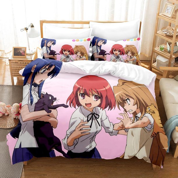 Toradora Bedding Set Single Twin Full Size Bed Set Adult Kid Bedroom Duvet cover Sets Anime Bed Sheet Sets Bed Sheets