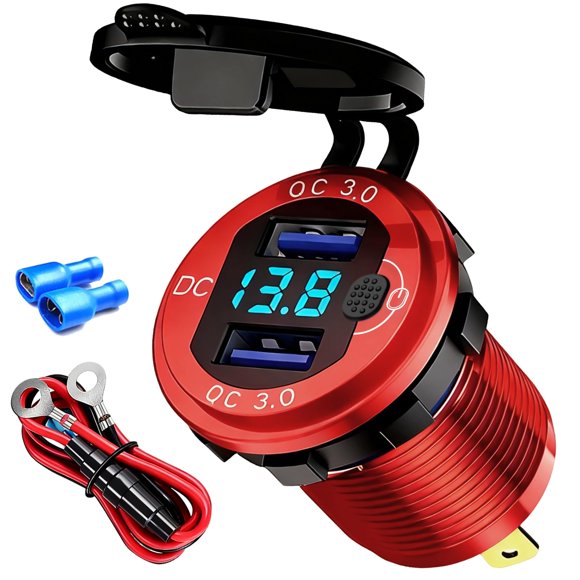 Cargador de coche DAESENN 12V Dual QC3.0 USB, rojo