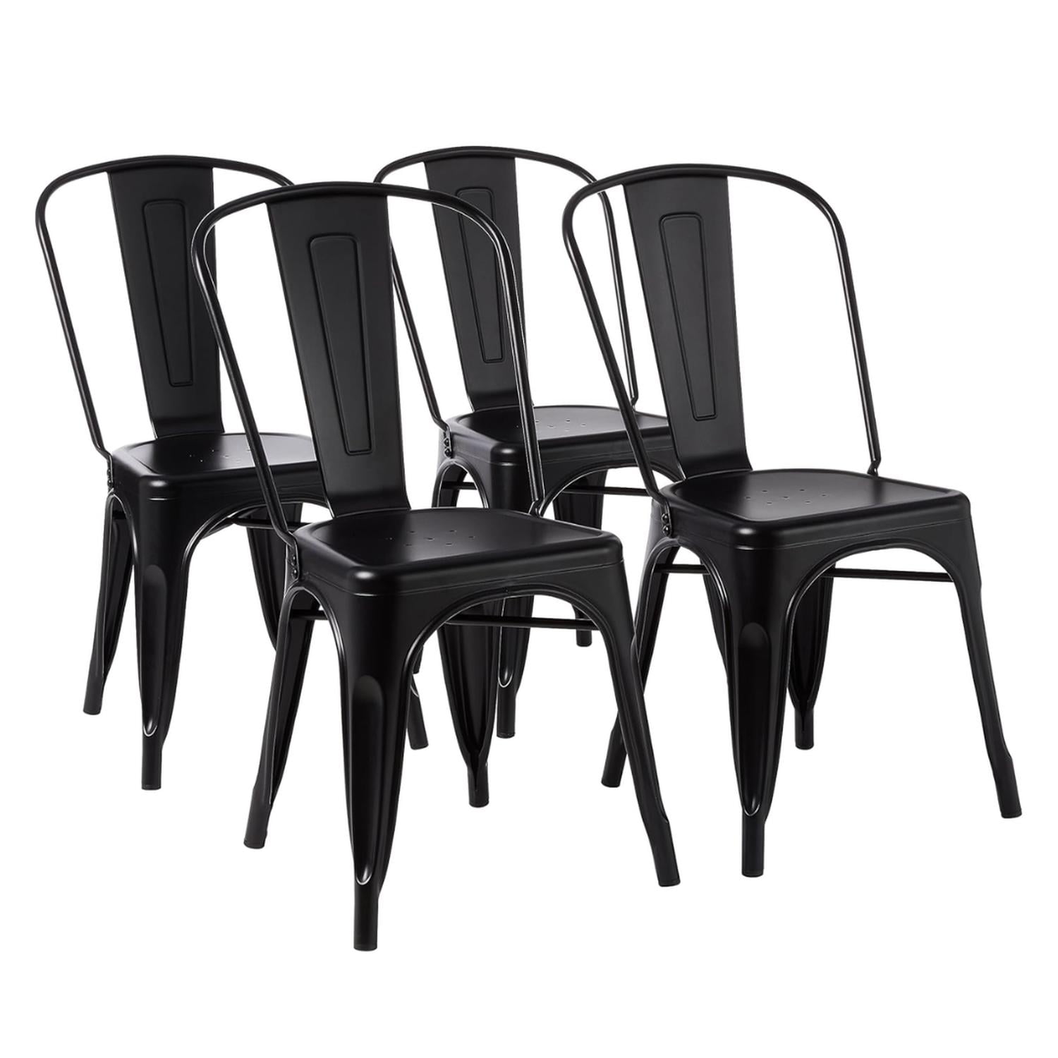 Pandalino - Pack 4 Sillas Tolix Acero Negras | Resistente Para Exterior E Interior Negro