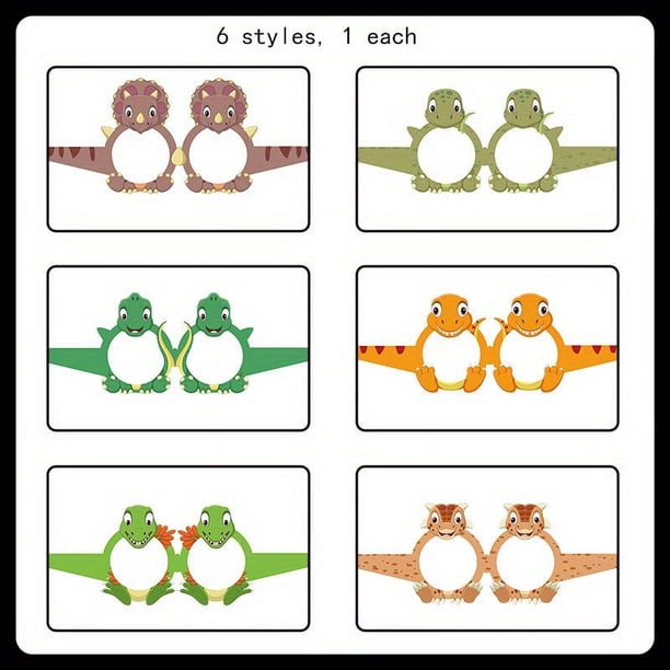 6pcs/12pcs/18pcs, Dinosaur Paper Glasses Cute Cartoon Animal Dinosaur Party Carnival Children Photo Props Decoration