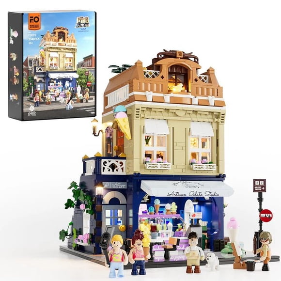 Set de bloques de construcción Lumibricks Gelato Store con luz LED, 1948 piezas