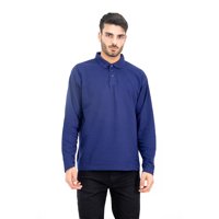 Polera Pique Quebec Manga Larga Azul Hombre