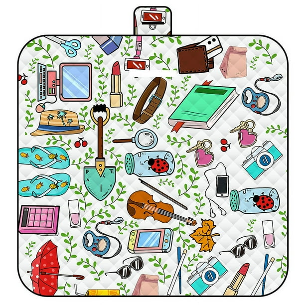 1pc Outdoor Portable Folding Waterproof Picnic Mat, Thickened Washable Oxford Fabric Mat With Cotton Pattern, For Outdoor Camping, Picnic