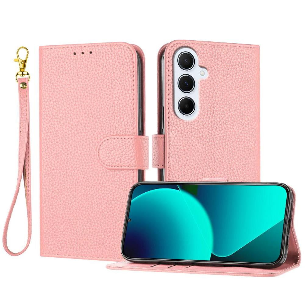 Foxdock - Funda Cartera Para Samsung Galaxy A56 5g Tarjetero Soporte Magnético Y Correa Rosa
