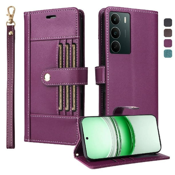 FOXDOCK Funda tipo Cartera para Realme 14x – Cubierta de Cuero PU con Múltiples Ranuras, Bolsillo para Efectivo y Correa de Muñeca