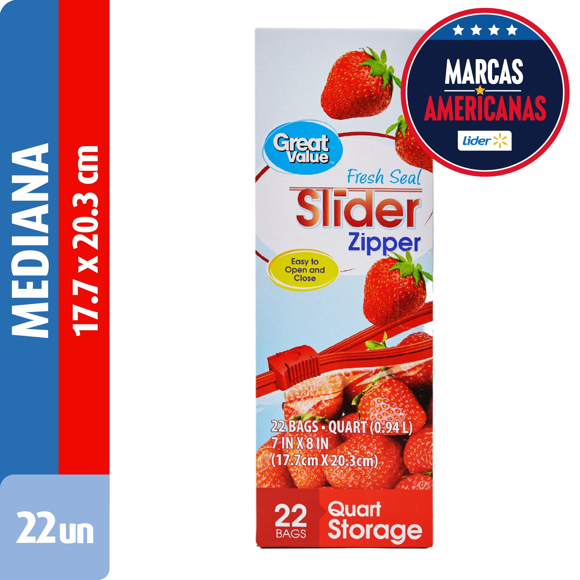 Bolsas Herméticas Mediana Con Cierre 17.7x20.3 Cm 22 Un Great Value
