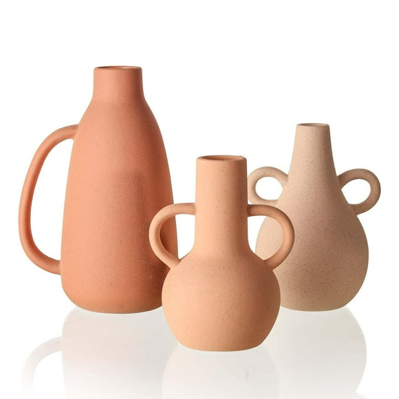 Set 3 jarrones cerámica terracota rústico