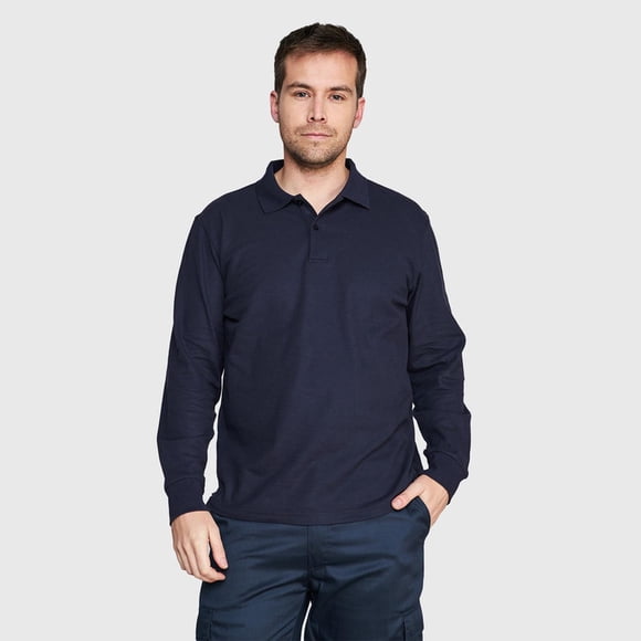 Polera Pique T/C Ml Hombre azul marino XL