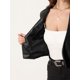 thumbnail image 5 of INSPIRE CHIC Chaqueta de Mujer de Cuero Sintético Recortada sin Cuello Abierta Delantera PU Moto Biker L Negro, 5 of 6