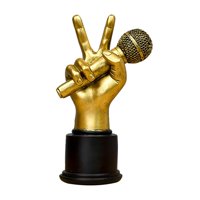 Magideal - Estatua De Mano Creativa, Escultura De Gesto De , Figurita De Resina, Exhibición Para Estante, Oficina, Escritorio, Decoración Para Hogar Micrófono 15X9.5X25Cm