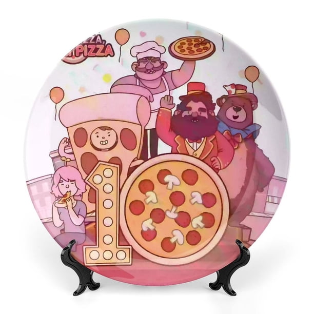 Juego de pizza Plato decorativo de porcelana fina (bone china), plato decorativo de cerámica para hogar, oficina, soporte de pared, platos decorativos para dormitorio - 6 pulgadas (15 cm)