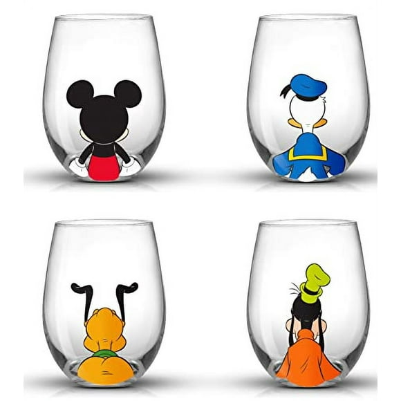 Juego de Copas de Vino JoyJolt Disney Mickey Mouse Squad set de 4 copas sin tallo de 15 oz