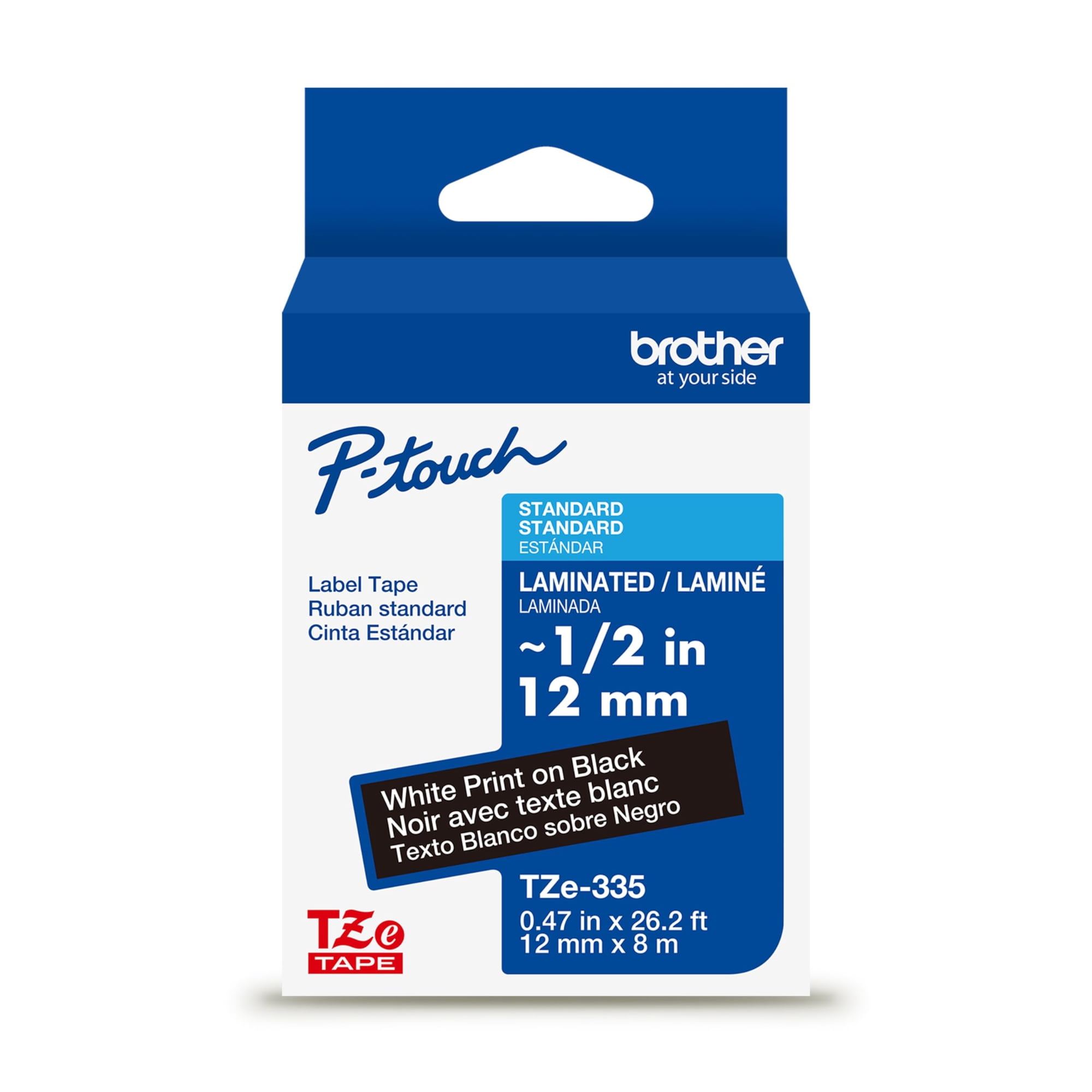 Cinta Etiquetadora Brother Tze335 Laminada 12 Mm X 8 M Resistente Al Agua