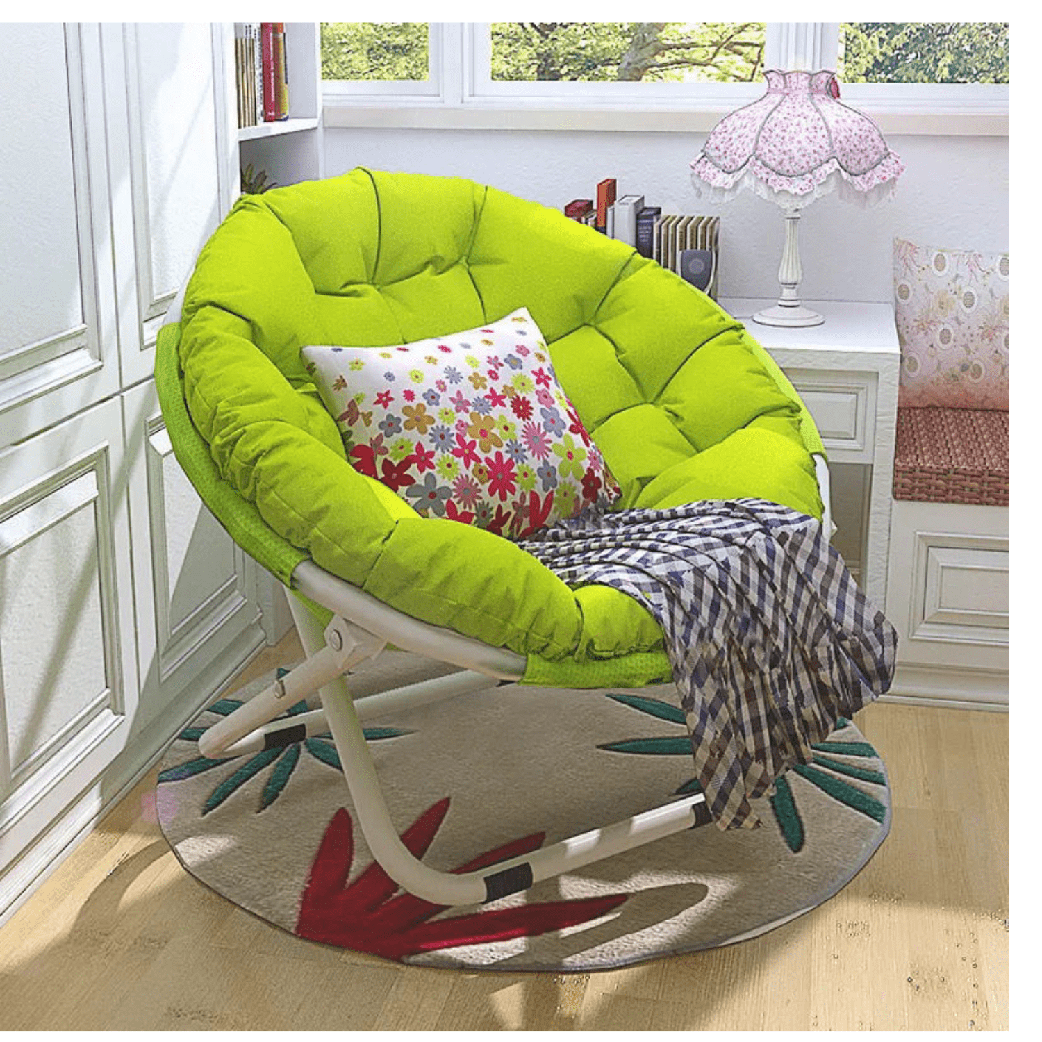 Genérico - Silla Plegable Luna Redonda De Camping Verde