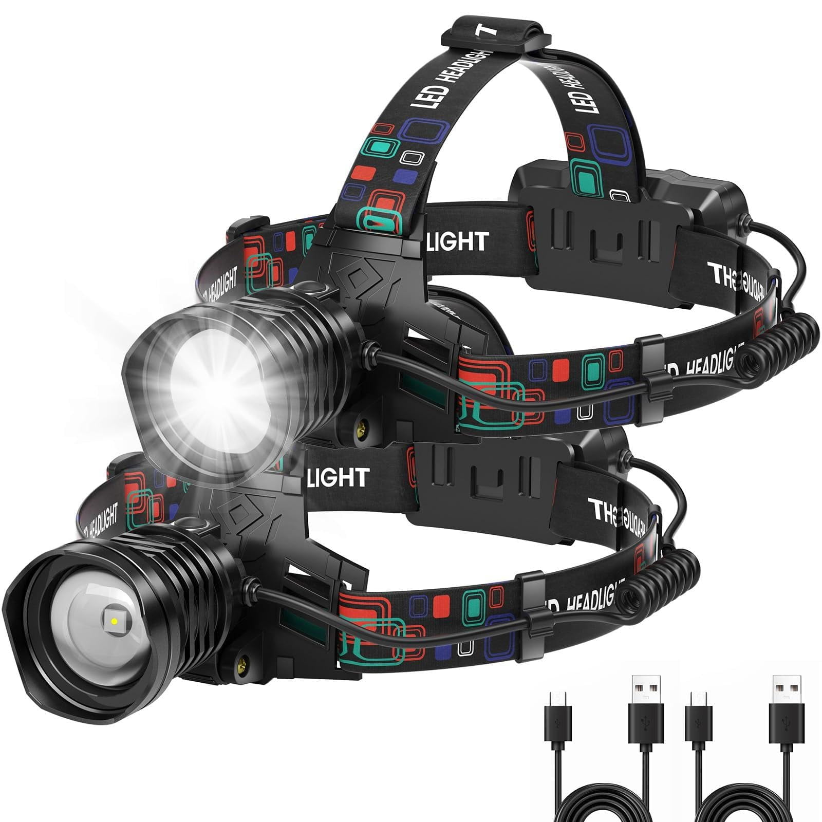 Linterna Frontal Recargable Azamine De 99000 Lúmenes Con 3 Modos Ipx6