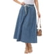 thumbnail image 1 of INSPIRE CHIC Falda Maxi de Mezclilla para Mujer Vuelta al Colegio Cintura Elástica Casual Línea A Falda Larga de Jean XL Azul, 1 of 6