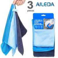 Aileda Paño De Limpieza Microfibra Paño 3 U Doble Uso: Cocina, Automóvil Y Hogar 30X30Cm