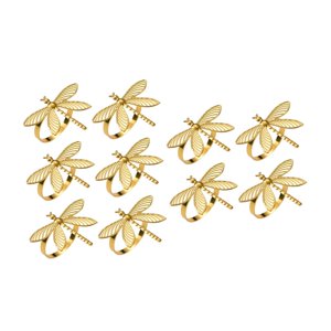 Magideal - 10 Piezas Anillos De Servilleta De Liberación De Libélulas Hebillas De Servilleta De Servilleta Adornantes Adornos Decorativos Para Cumpleaños Día De Oro