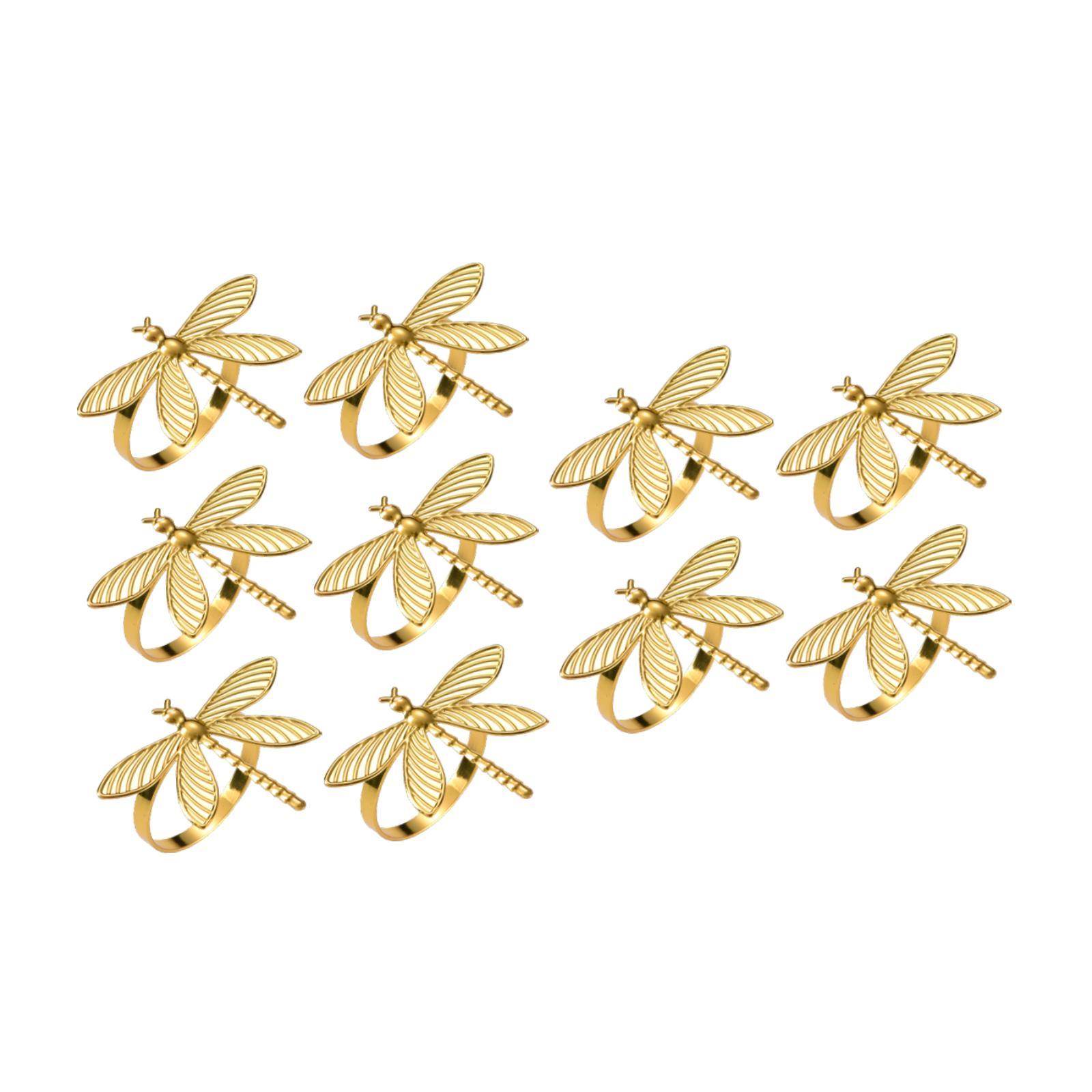 Magideal - 10 Piezas Anillos De Servilleta De Liberación De Libélulas Hebillas De Servilleta De Servilleta Adornantes Adornos Decorativos Para Cumpleaños Día De Oro