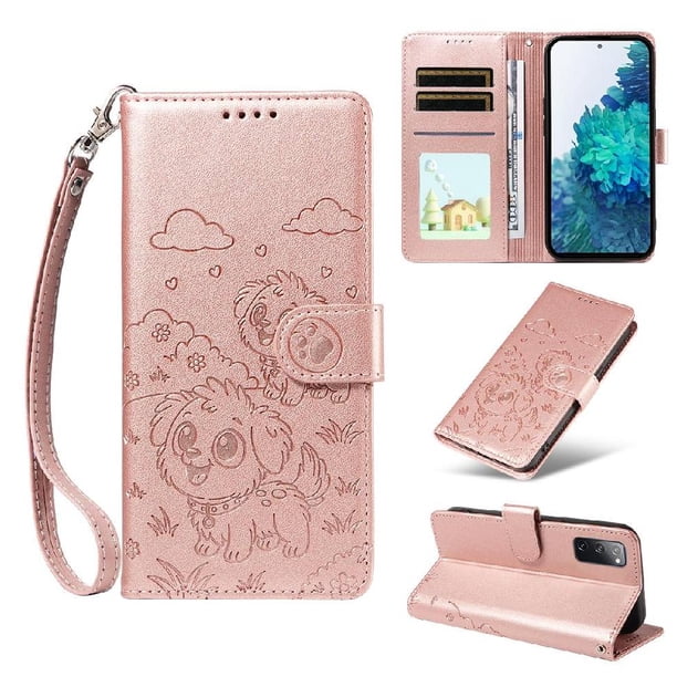 Funda Billetera FOXDOCK Compatible con Samsung Galaxy S20 FE, Diseño Perrito Tierno, Ranuras para Tarjetas y Soporte Plegable