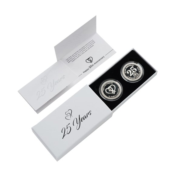 Juego de monedas PureRejuva 25.º aniversario de plata para parejas