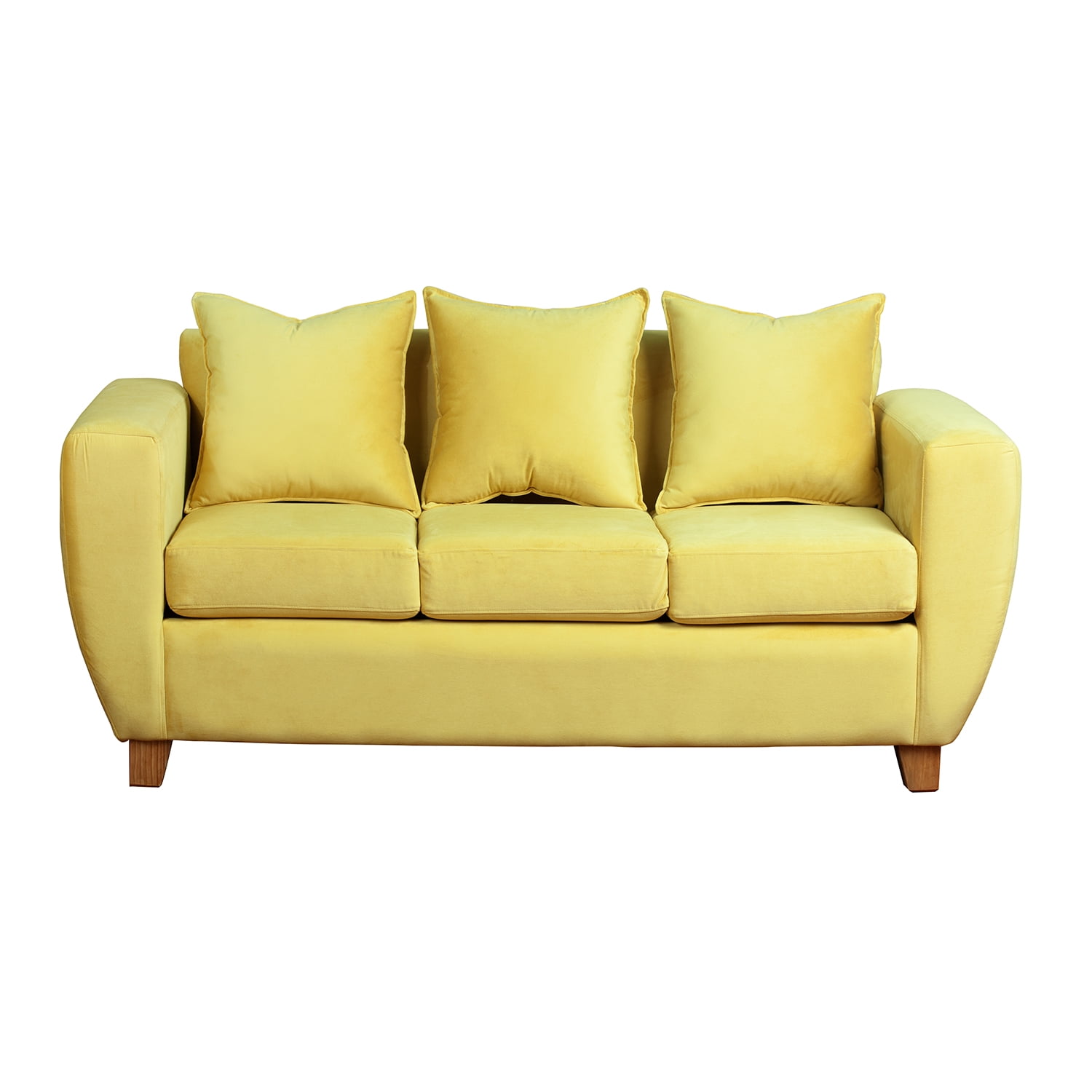 Muebles América - Sofá Florencia 3 Cuerpos Felpa Amarillo
