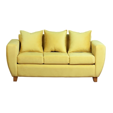 Muebles América - Sofá Florencia 3 Cuerpos Felpa Amarillo