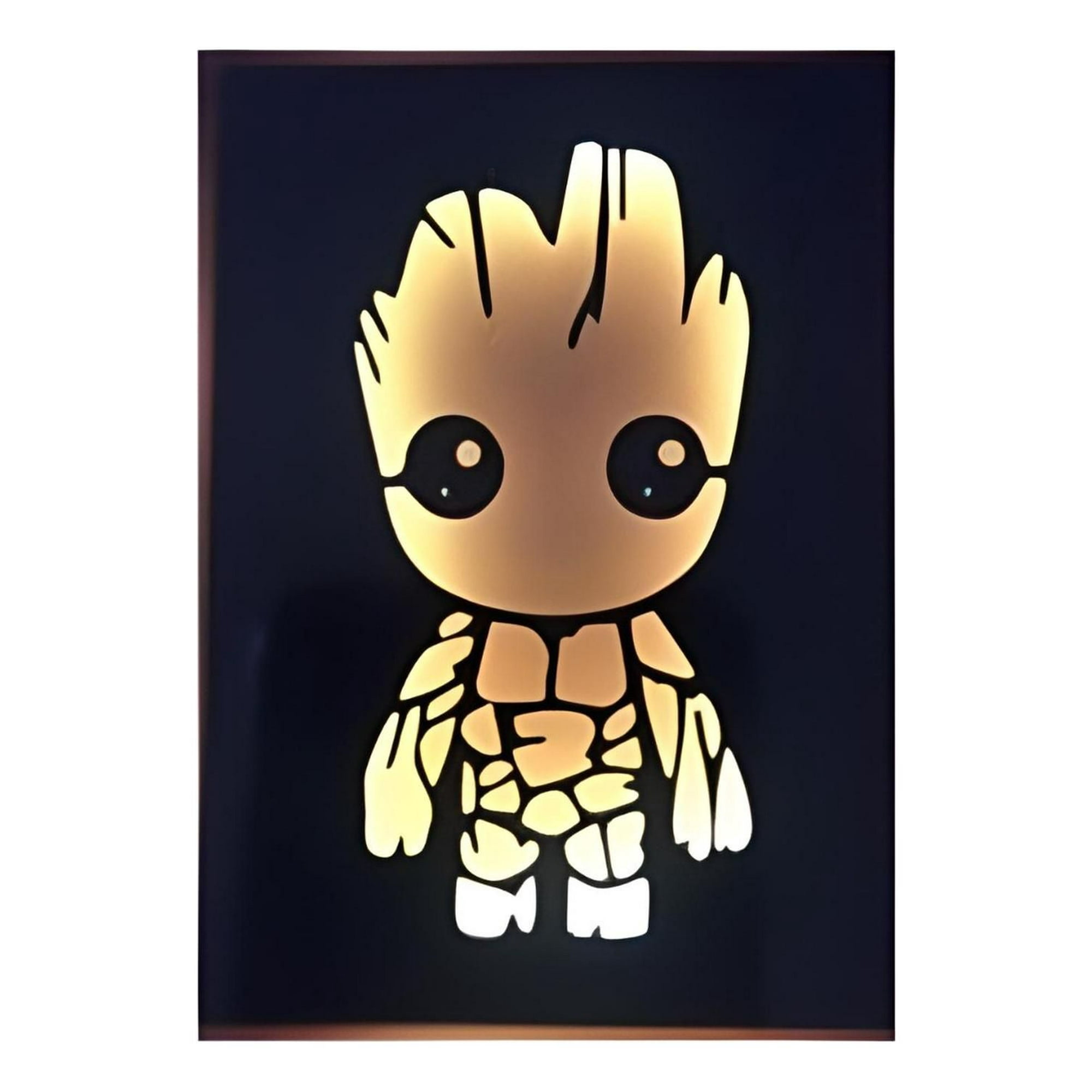 Genérico - Cuadro Decorativo Artesanal Luminoso Figura Yo Soy Groot