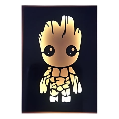 Genérico - Cuadro Decorativo Artesanal Luminoso Figura Yo Soy Groot