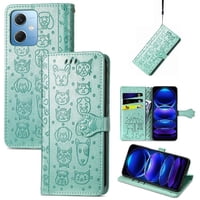 Funda Cartera Foxdock Para Xiaomi Redmi Note 12 5G , Flip Pu Con Relieve De Gatos Y Perros, Tarjetero Y Soporte