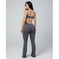 Flix Spa - Enterizo Deportivo Flare Mujer Push Up Escote Detalle Blanco