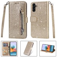 Funda Para Foxdock Elegante Funda Samsung Galaxy A14 5G Glitter Con Cremallera-Ideal Para El Uso Diario