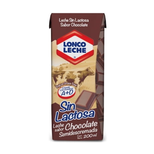 Leche Semidescremada Sin Lactosa Chocolate Caja 200 g Loncoleche
