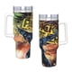 thumbnail image 4 of Pantera Negra Vaso aislado de acero inoxidable con asa, diseño temático, regalo para familia, amigos y fans; incluye pajita y encaja en el portavasos estándar, 40 oz, 4 of 6