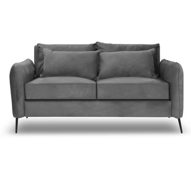 Sofá Italia 2 Cuerpos 192 Felpa Gris Claro