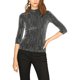 thumbnail image 1 of INSPIRE CHIC Blusa Metálica Brillante de Rayas con Brillo de Manga 3/4 para Fiesta de Halloween de Mujer L Plata Negro, 1 of 6