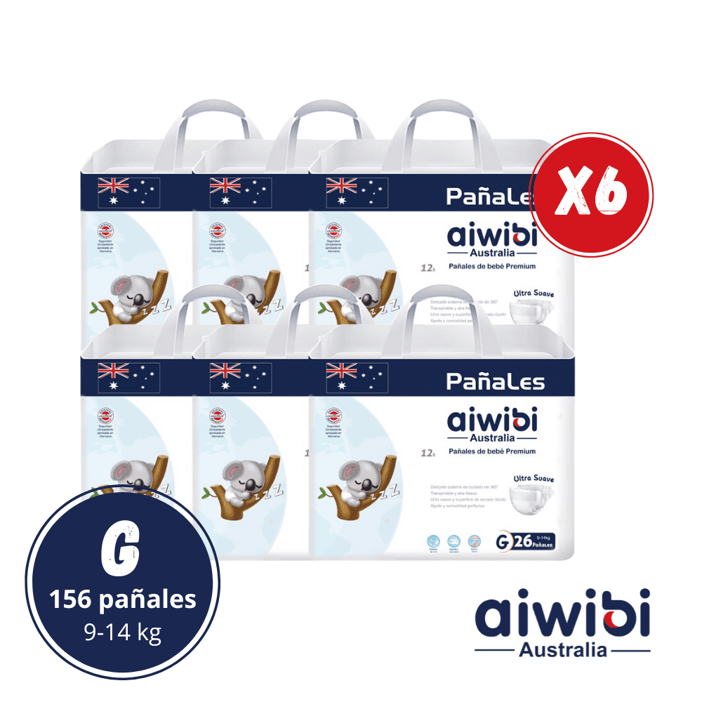 Aiwibi - 6 Paquetes Pañal Para Bebés Premium Talla G