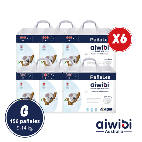 Aiwibi - 6 Paquetes Pañal Para Bebés Premium Talla G