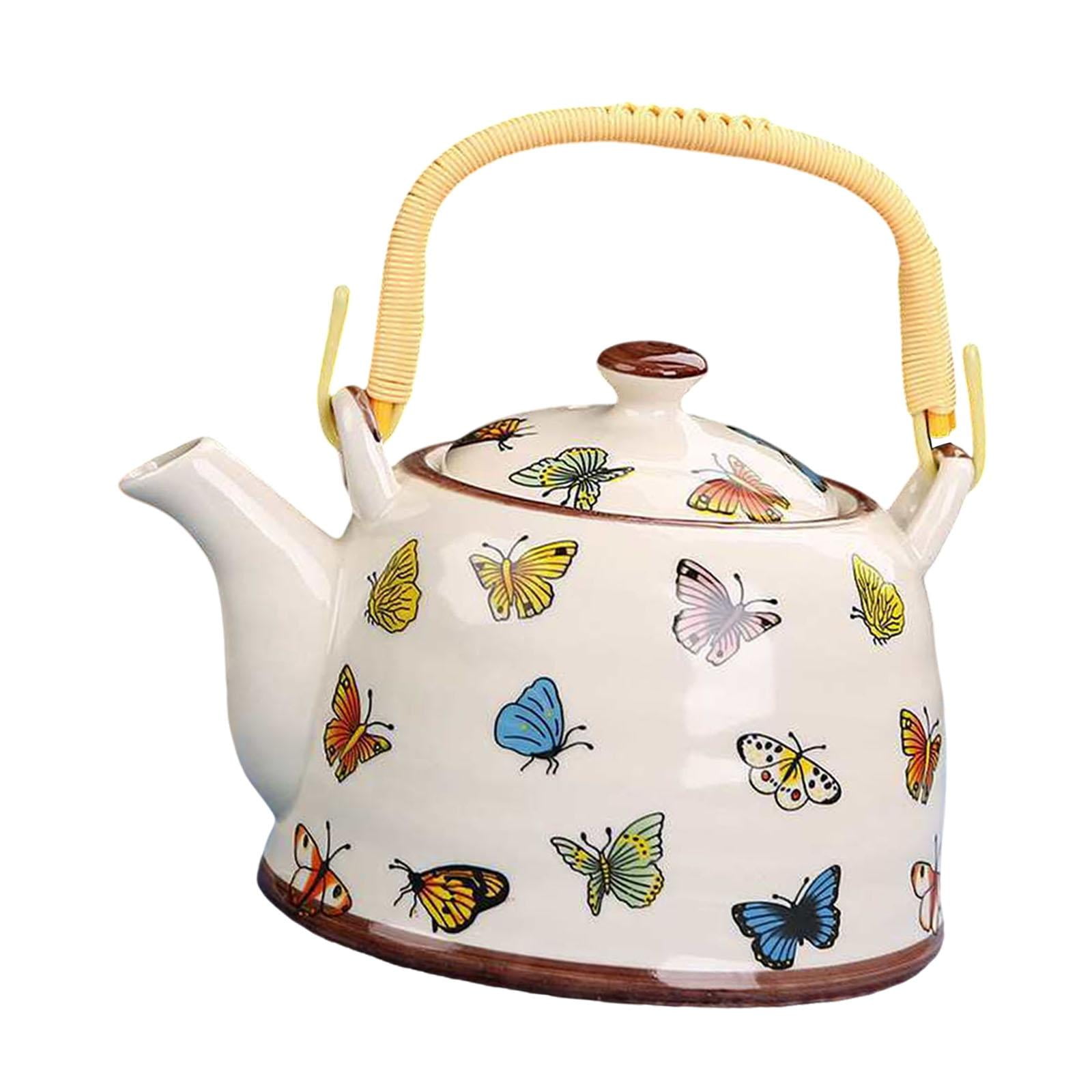 Magideal - Té De Cerámica Con Filtro De 900 Ml De Floración Tradicional Y Fabricante De Té De Hoja Suelta Para La Cocina Del Restaurante Para El Hogar Del Hotel Mariposa