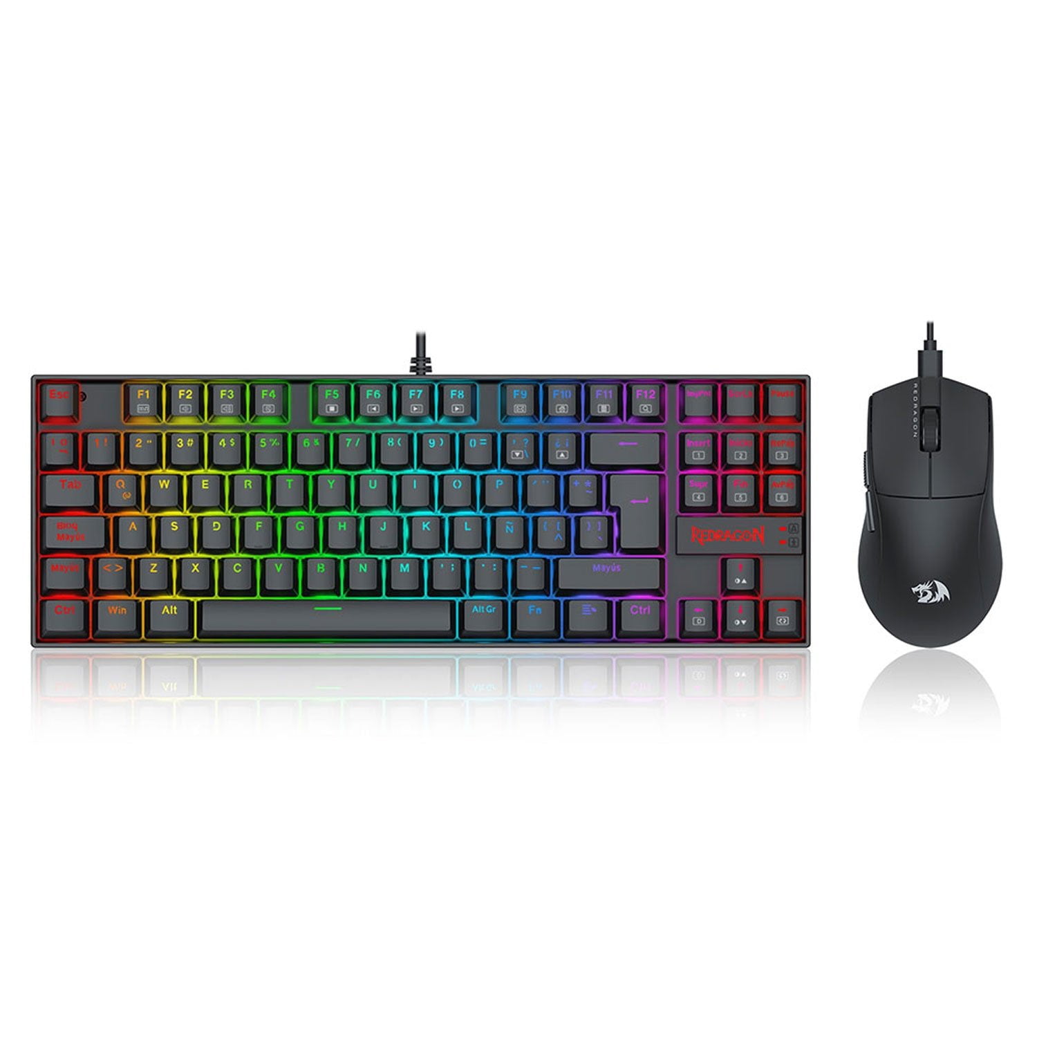 Kit Gamer Redragon Teclado Kumara K552 Rgb + Mouse King M724 1khz Cableado Negro