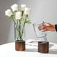 thumbnail image 3 of Florero Decorativo De Vidrio Cristal Liso Base de Madera, 3 of 8