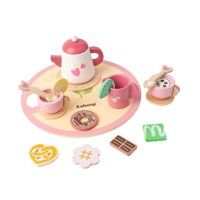 Magideal - Juego De Té De De Madera Para Niños Pequeños, Juguetes Montessori Para La Hora Del Té, Juego De Té, Accesorios De Cocina Para Niños Y Niñas Corazón