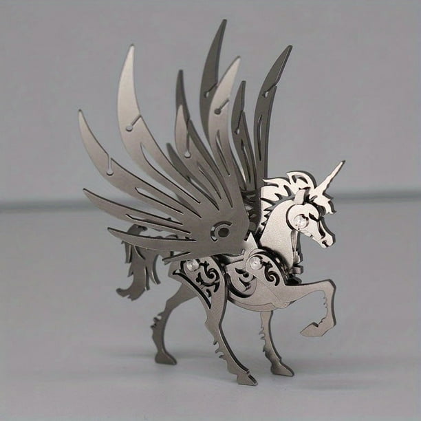 3D Metal Mythical Animal Trendy Model With Full Texture And Strong Hands-on Ability Pegasus Kirin Nine-Tailed Fox Taurus Boys Cool Ornaments